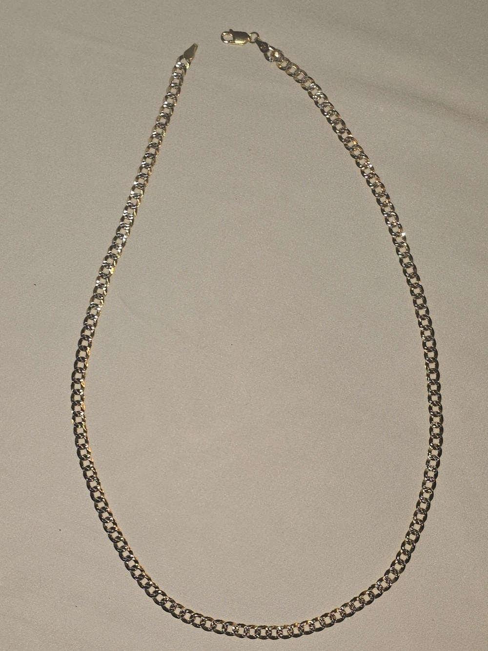 NWOT P LUX 925 Italy Two Tone Sterling Silver 5mm Pave Curb Chain Necklace 21"